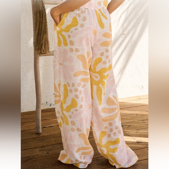 Blanco By Nature Boho Wide Leg Chiara Pants Large 100% Cotton Beach Pants NWT - Picture 3 of 8